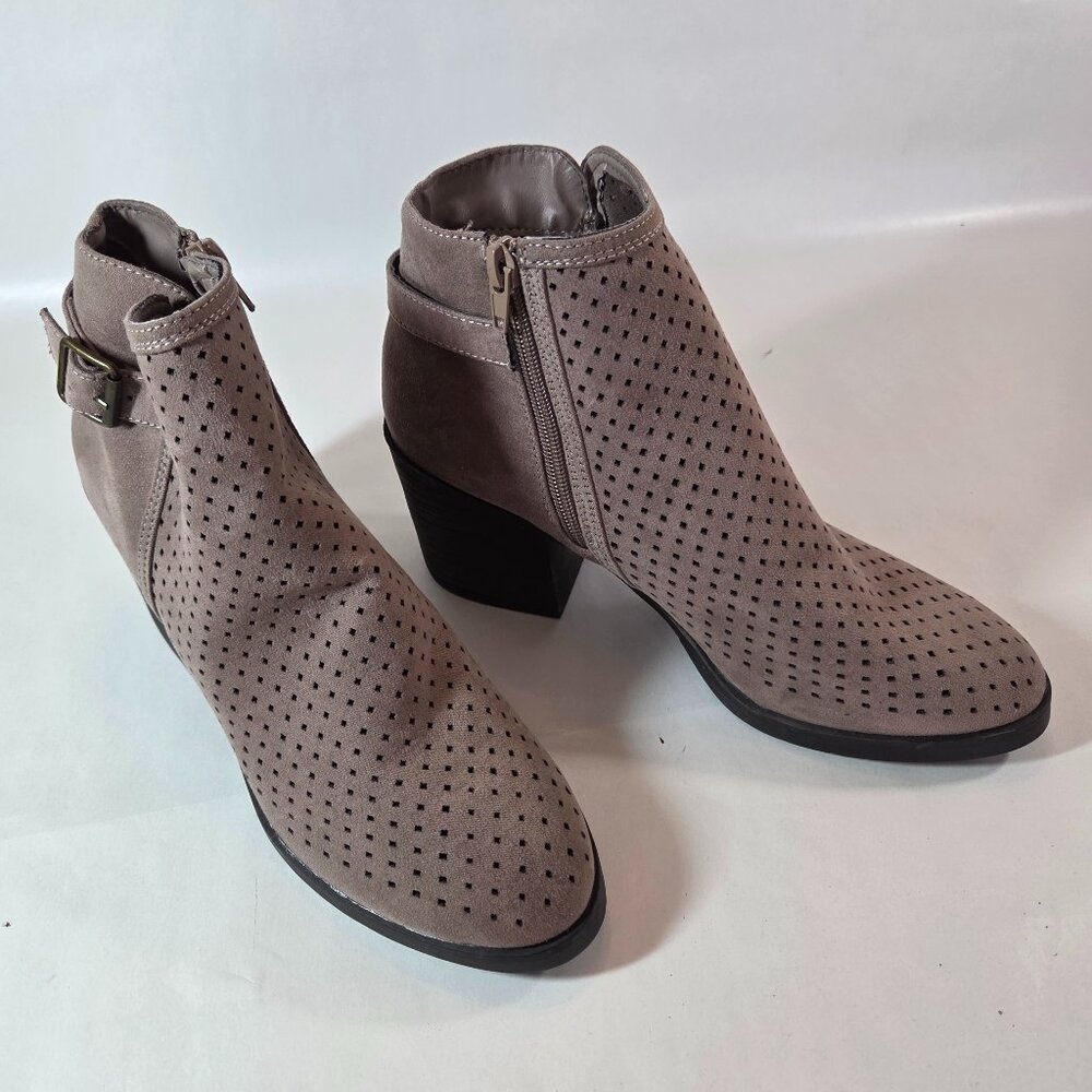 Bamboo Brown Faux Suede Booties Size 8